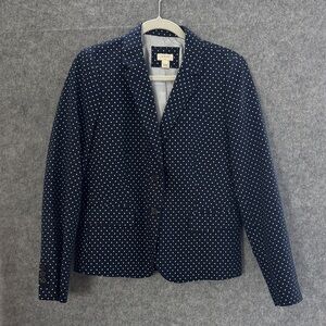 J. Crew Dark Blue Polka Dot Blazer